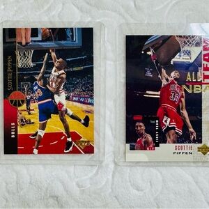 2 Scottie Pippen NBA Basketball Trading Cards with Protective Covers